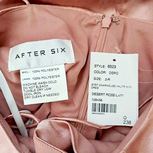 After Six Charmeuse Halter Top Midi Dress - Picture 2 of 9